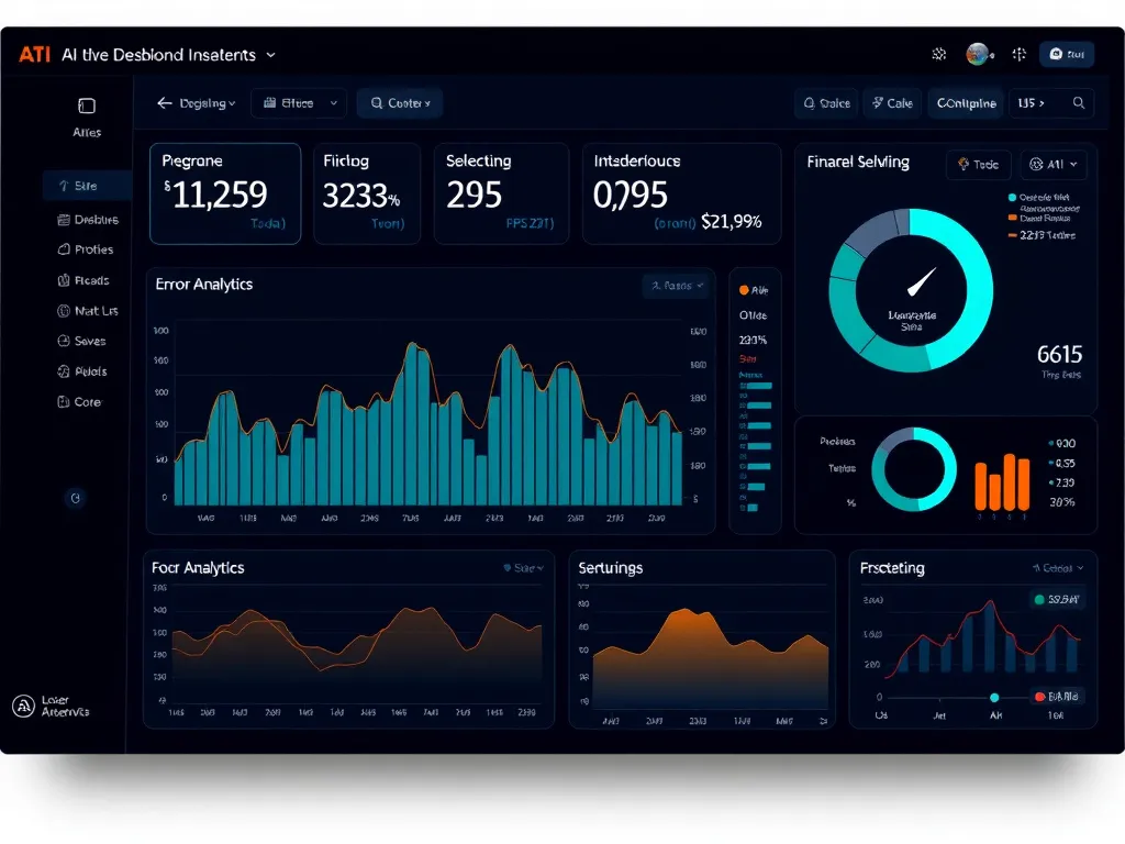 AI-driven dashboard showcasing real-time financial analytics and error detection, sleek design, photorealistic