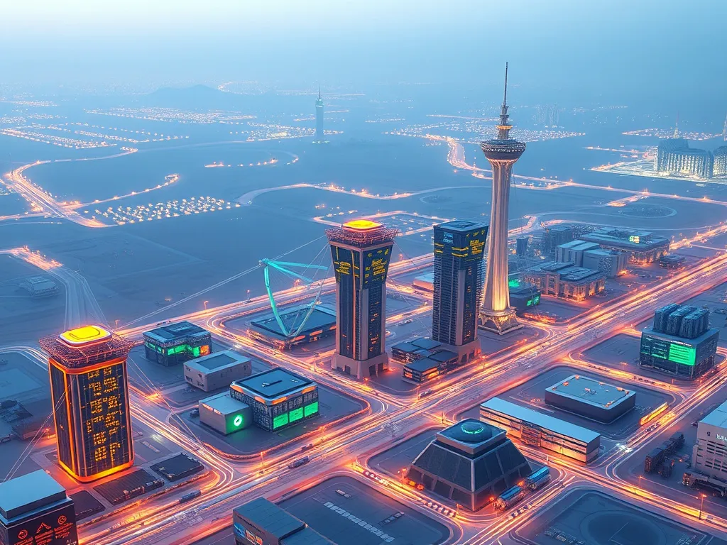Saudi Arabian digital economy landscape with advanced infrastructure showcasing data centers and connectivity
