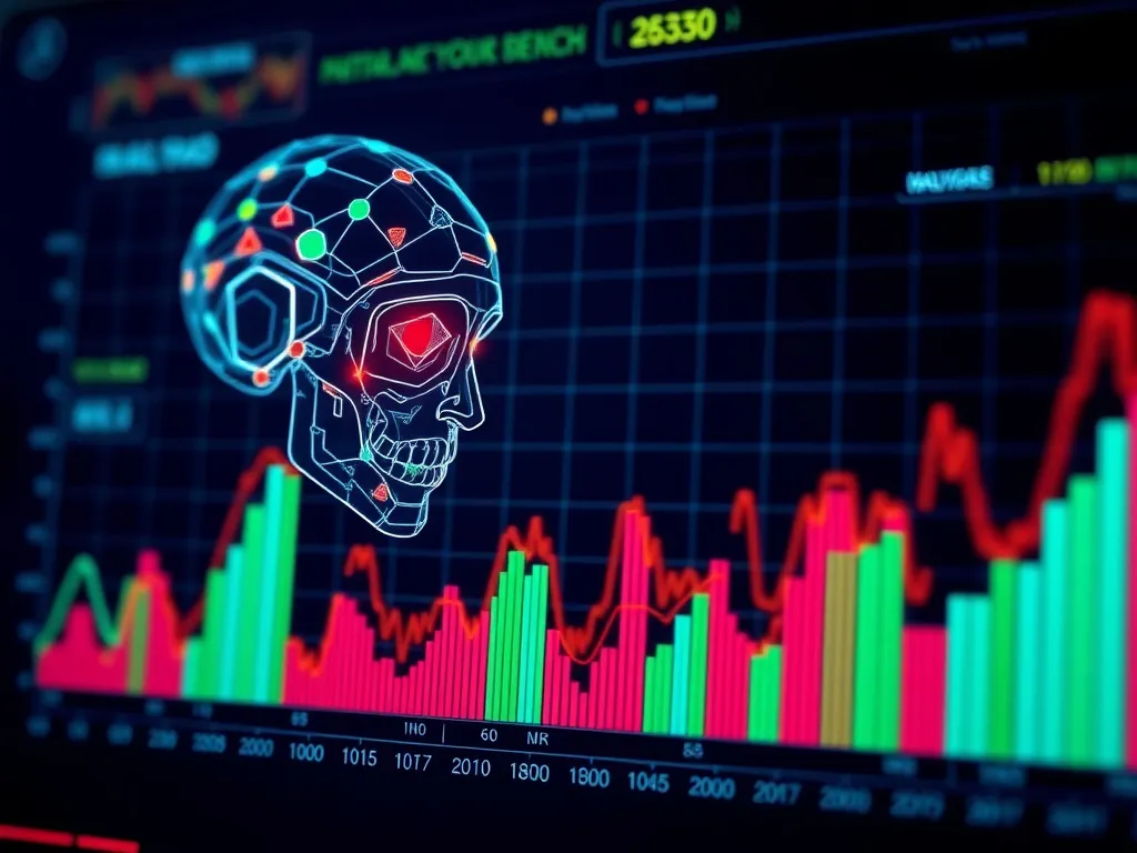AI analyzing financial risks, graphical representations of anomalies detection, futuristic technology concept, colorful graphs