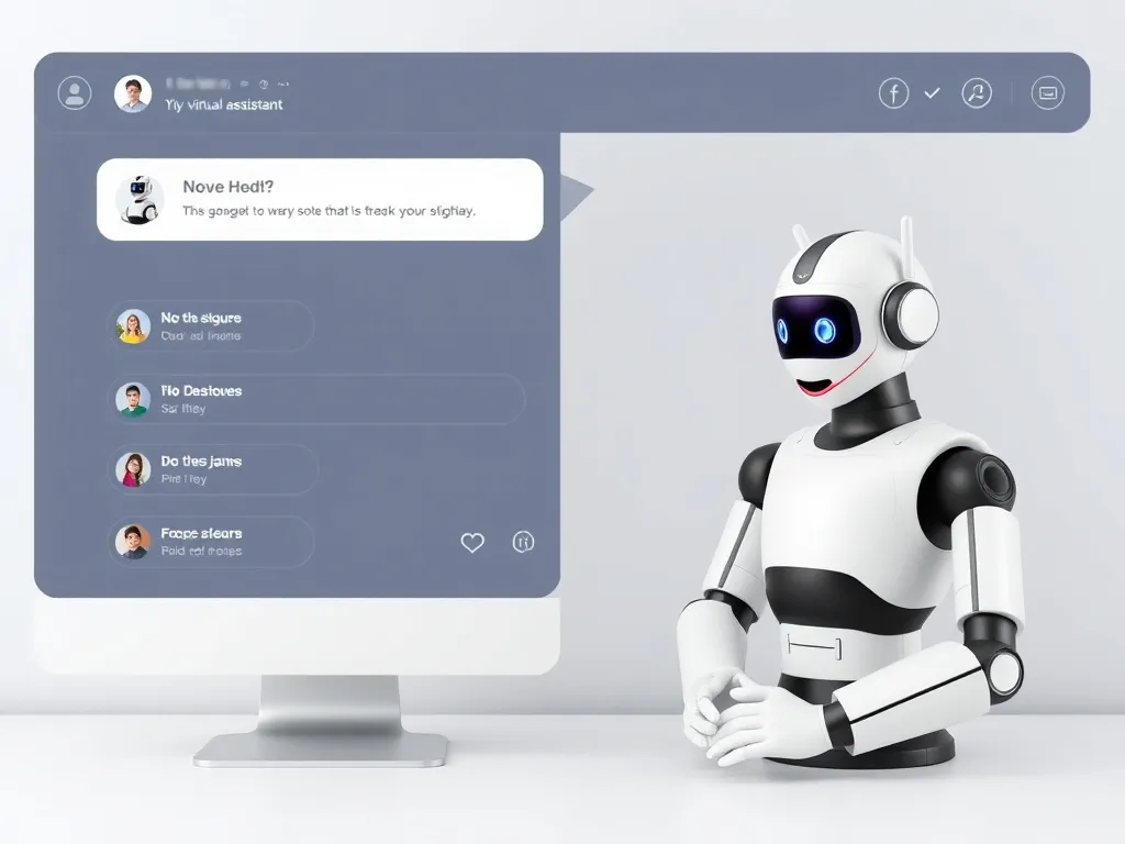Modern virtual assistant setup with chatbot interface, sleek design, user-friendly
