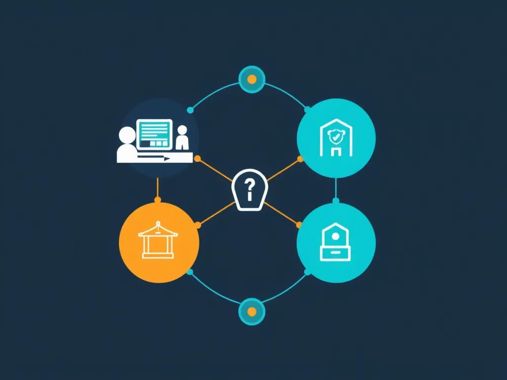 Symbolic illustration of collaboration between public and private sectors in cyber security, showing interconnected networks and business partnerships, vibrant and dynamic style