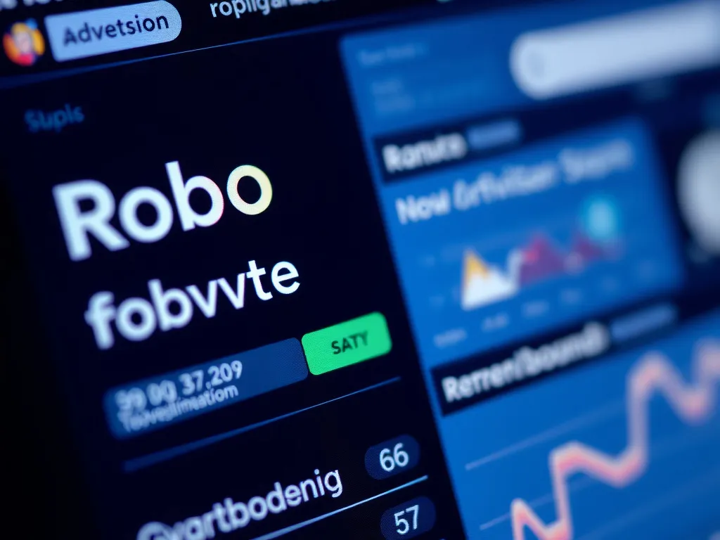 Close-up of a digital interface for robo-advisory services, featuring user-friendly investment recommendations and analytics based on AI data processing