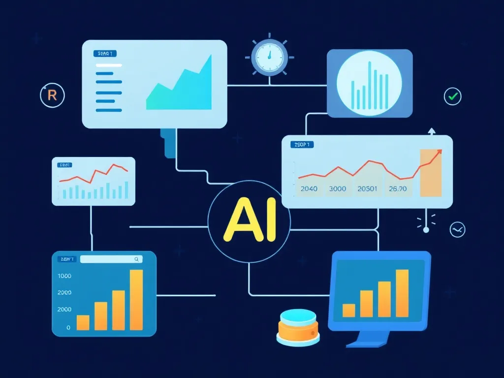 Illustration of AI-powered credit risk assessment, showing machine learning algorithms evaluating financial data and providing predictions, focused on improving lending decisions