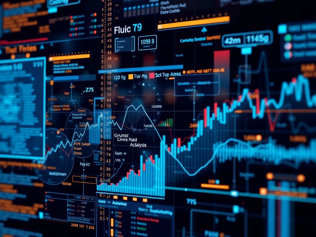 Detailed representation of real-time data analysis using artificial intelligence, showing complex data patterns and digital interfaces, modern and technologically advanced