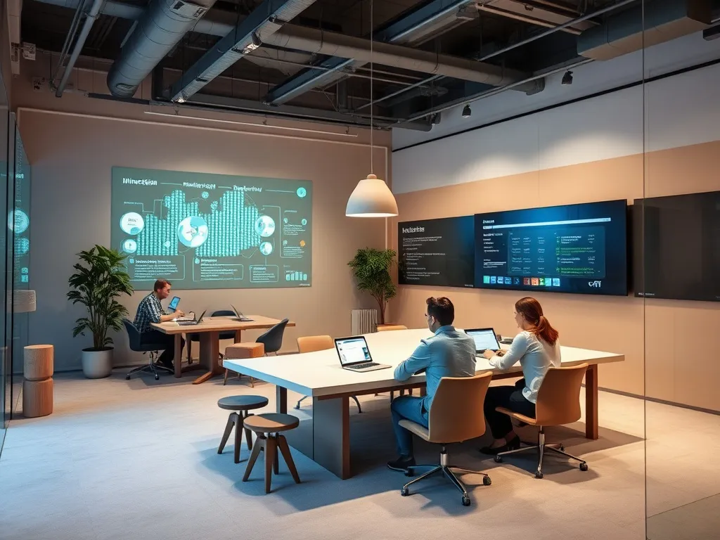 Collaborative fintech innovation space, depicting sandbox testing environment and product development