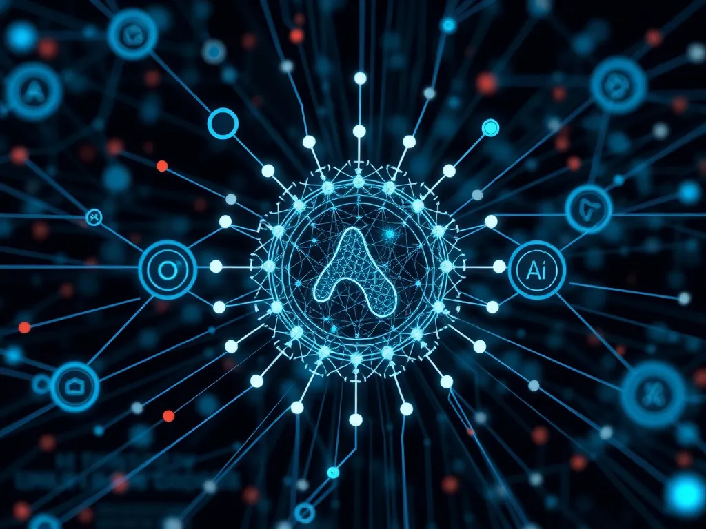 AI network patterns analyzing data for fraud prevention, advanced algorithm depiction