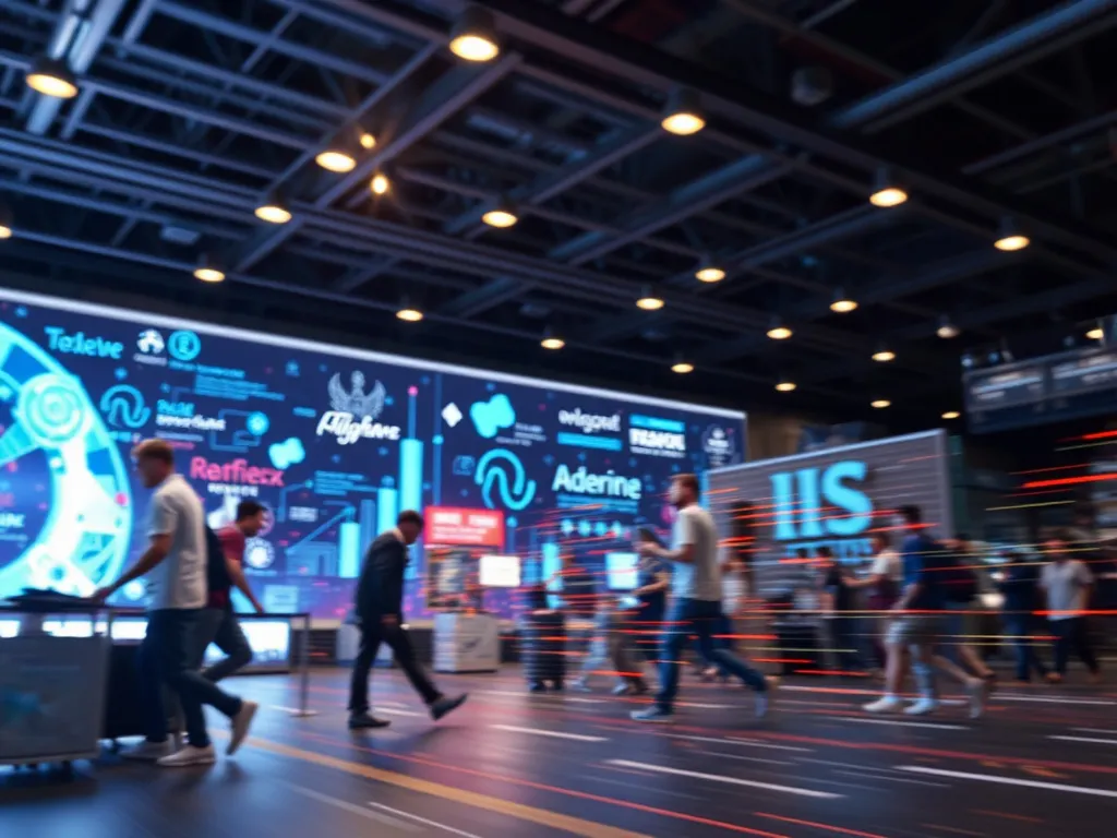 Dynamic scene showing innovative tech development, focusing on unique product creation and market positioning