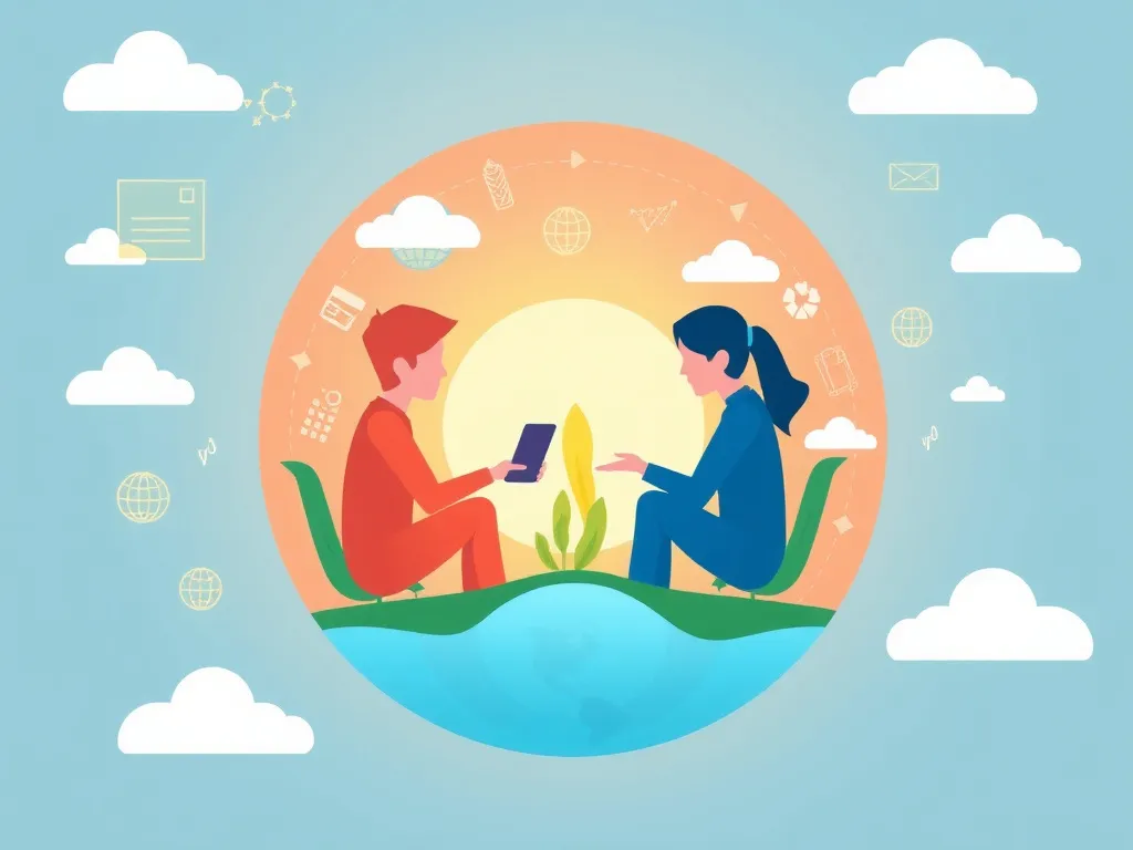 Illustration symbolizing SMEs' integration into national economic objectives; adopting digital technologies and sustainable practices, high quality, visionary style