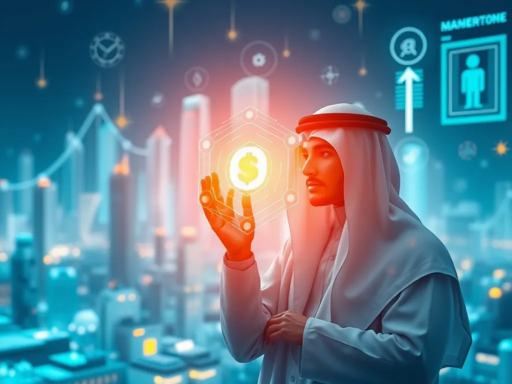 Saudi SMEs thriving with AI in financial operations, showcasing business growth and technological empowerment, high quality, detailed, Saudi business context